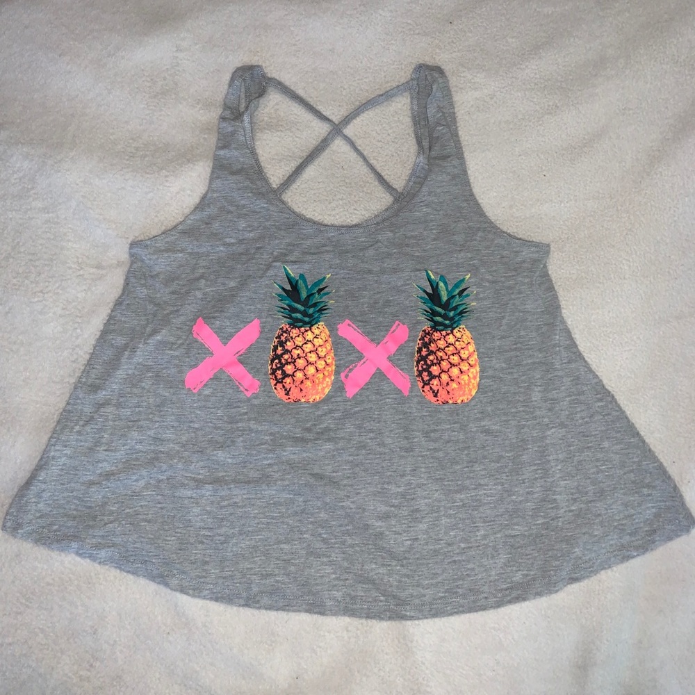 pineapple, grey tank